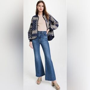 Levi's 70s Inspired High Rise Slim Fit Medium Wash Raw Edge Flare Denim Jeans 28